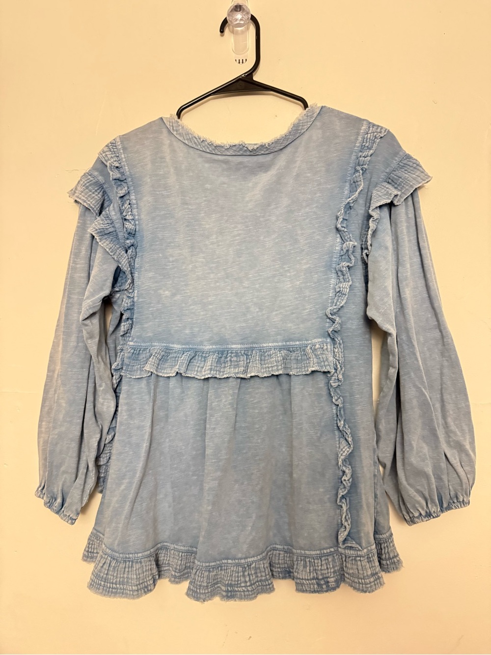 easel Light Blue Ruffle Peasant Top - Picture 2 of 3